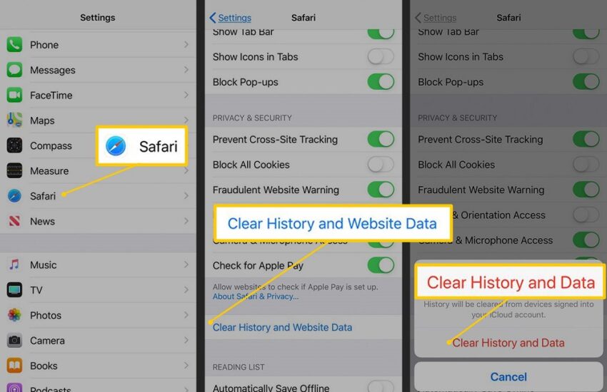 how to clear cache on iphone