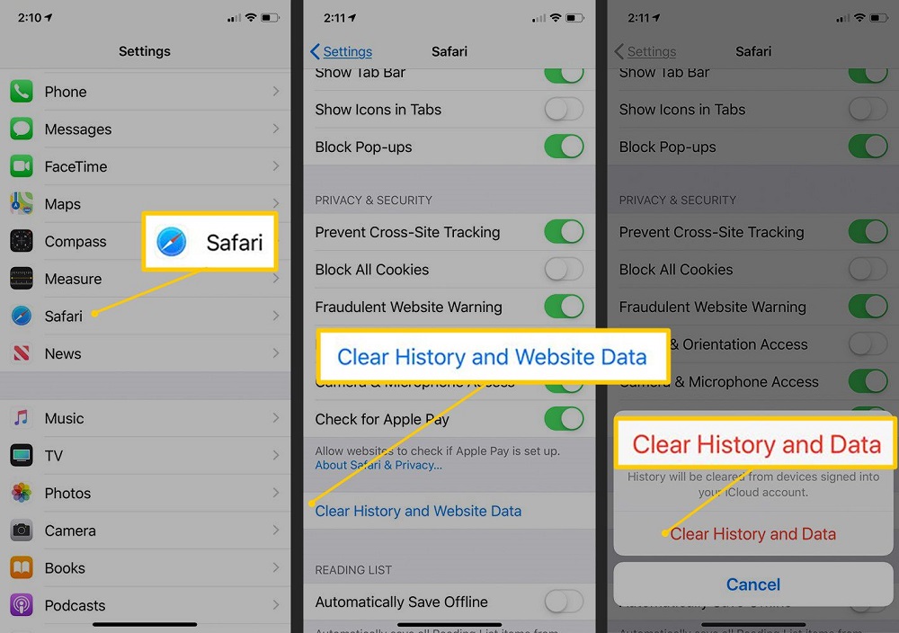 how to clear cache on iphone