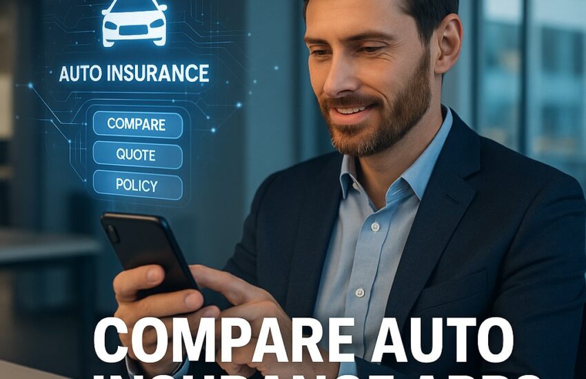 Compare Auto Insurance Apps Instantly - photorealistic image showing a person analyzing insurance options on a smartphone interface.