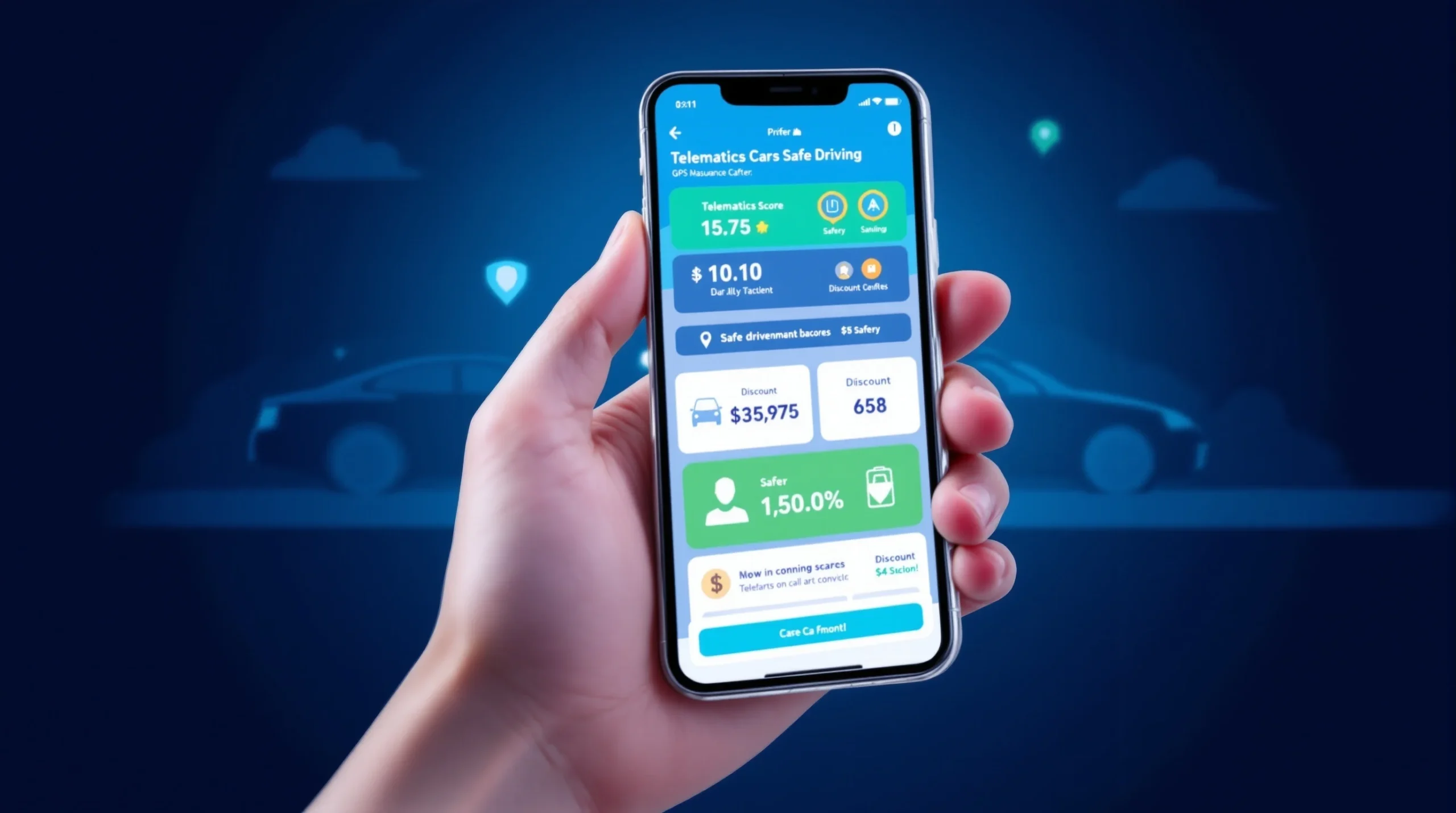 Best usage-based car insurance apps displayed on smartphone with telematics data and safe driving scores.